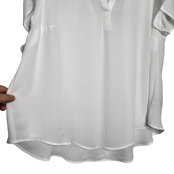 Torrid White Georgette Short Sleeves Blouse Size Large - Picture 6 of 10